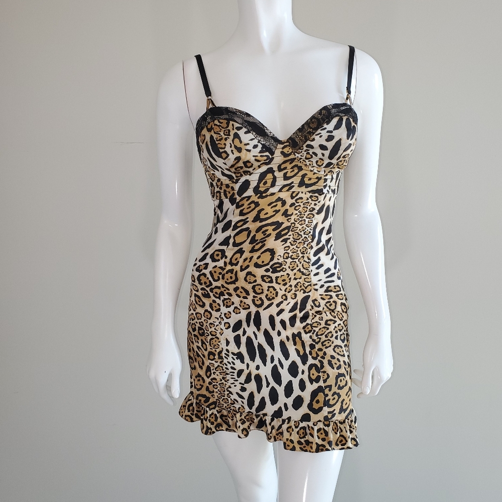 Guess Leopard Print Mini Dress with Black Trim